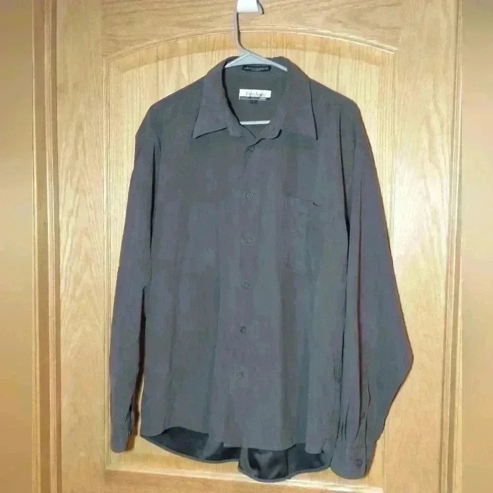 Firethorn Silver men's shirt gray suede long sleeve button up size L
